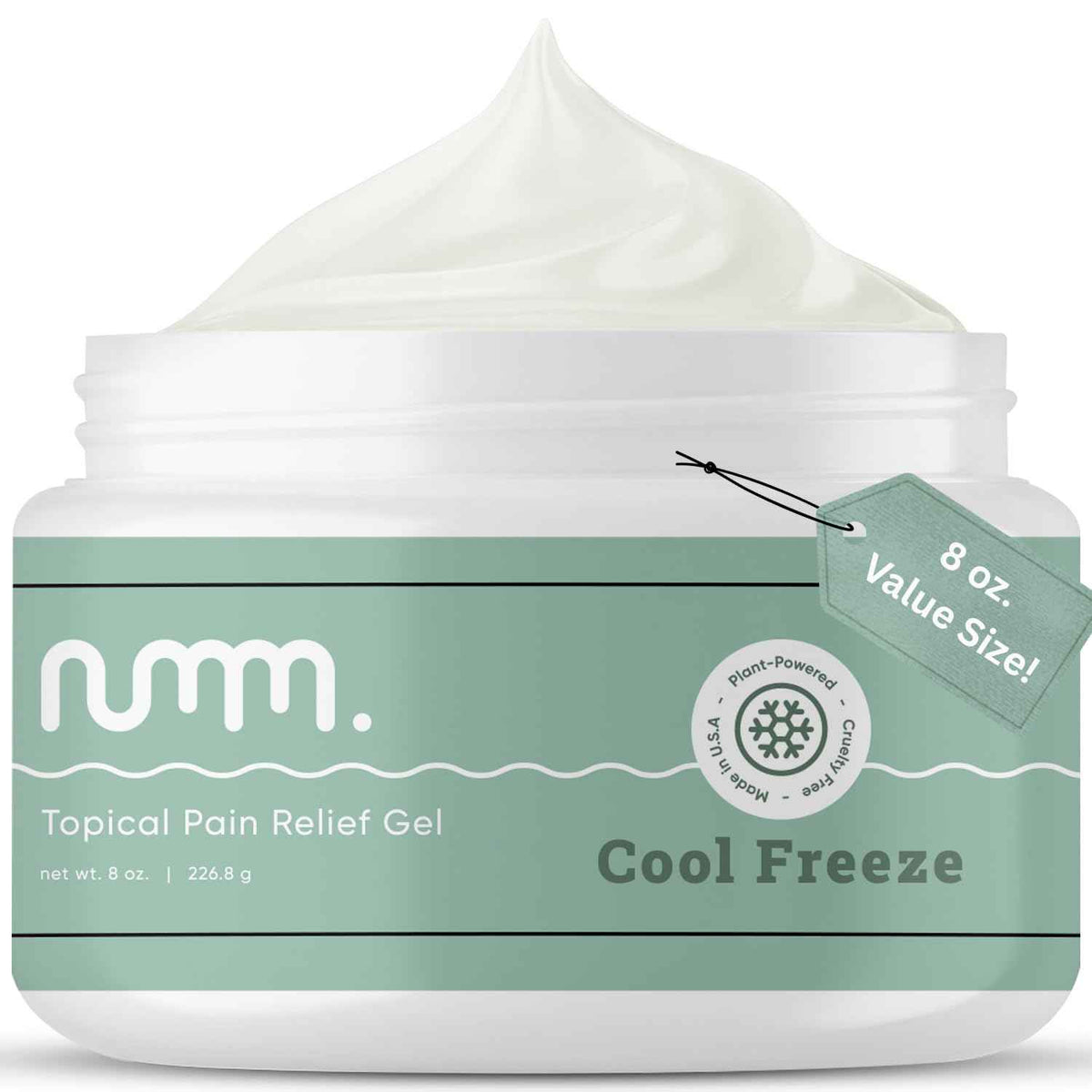 numm Cool Pain Relief Gel - Instant Cold Therapy for Joint & Muscle Pain, Strain & Soreness - Menthol Cream 8oz - Vegan, Alcohol-Free Cooling Relief for Post-Workout Recovery