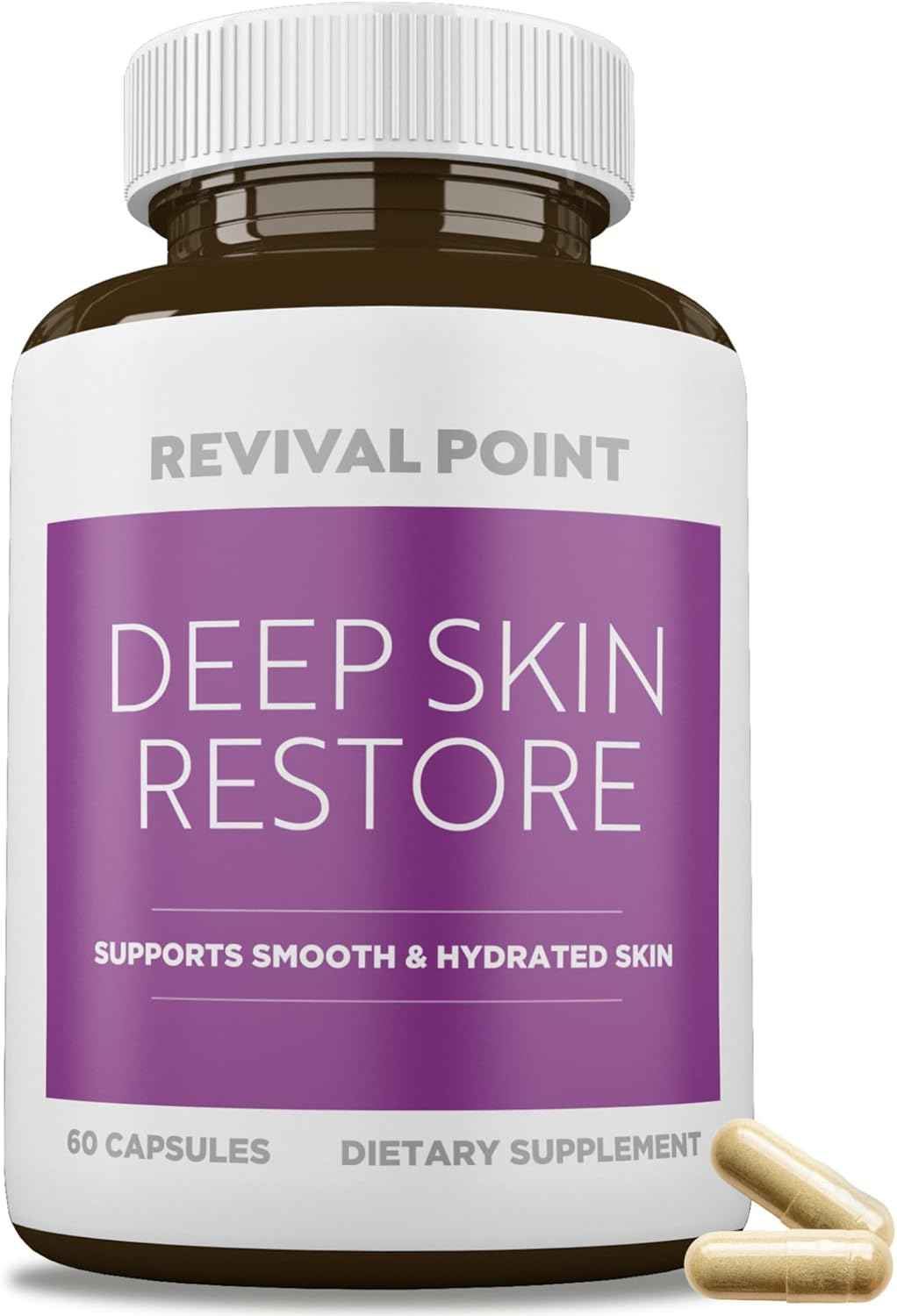 Deep Skin Restore- Advanced Dermal Repair Complex to Boost Firmness, Hydration, & Elasticity– Vegan Collagen Builder & Skin Supplement with 6 - 60 Capsules