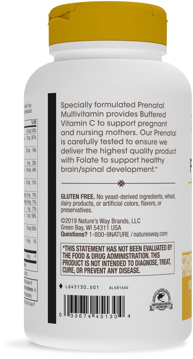 Nature's Way Prenatal Multivitamin, with folate for Healthy Brain and Spinal Development