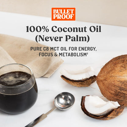 Bulletproof Brain Octane C8 MCT Oil, Non-GMO, 16 oz – 100% C8 from Coconut