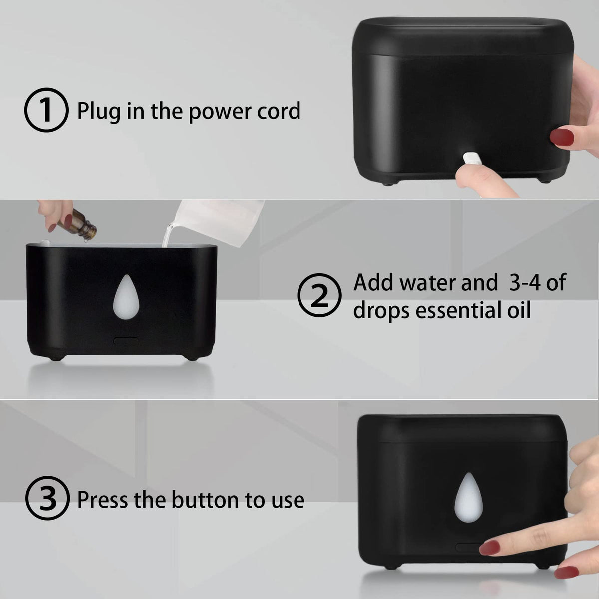 Flame Diffuser for Essential Oils (Black)