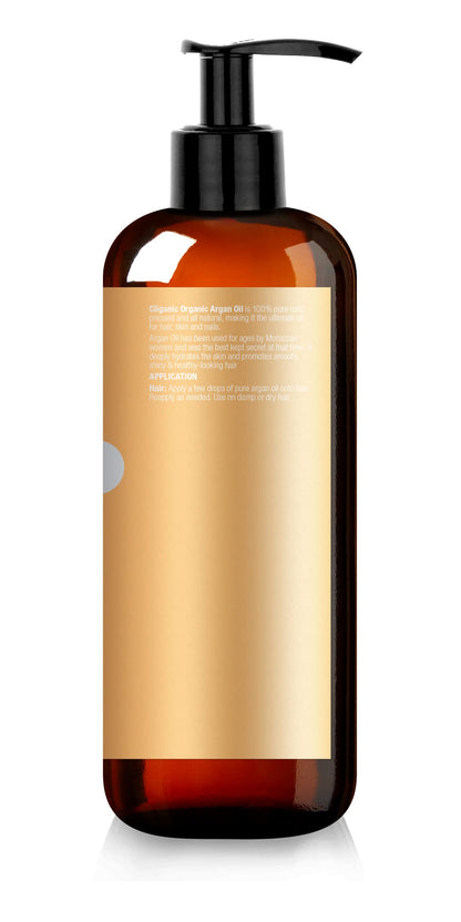 Cliganic Organic Argan Oil 16oz with Pump, 100% Pure | Bulk for Hair, Face & Skin