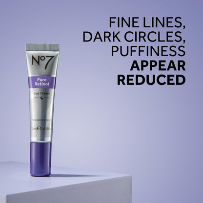 No7 Pure Retinol Eye Cream (15ml / 0.5 oz) – Targeted Anti-Wrinkle Treatment with 0.15% Pure Retinol, Collagen & Shea Butter