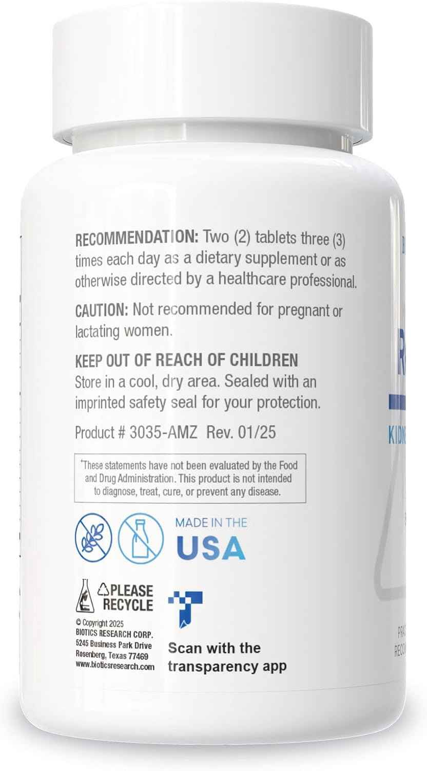 Biotics Research Renal Plus - Botanical, Glandular and Nutritional Support for Optimal Renal Function. Kidney Health & Supports Urological Function –Ulva ursi, Buchu Leaf, Echinacea, Cranberry–180Tabs