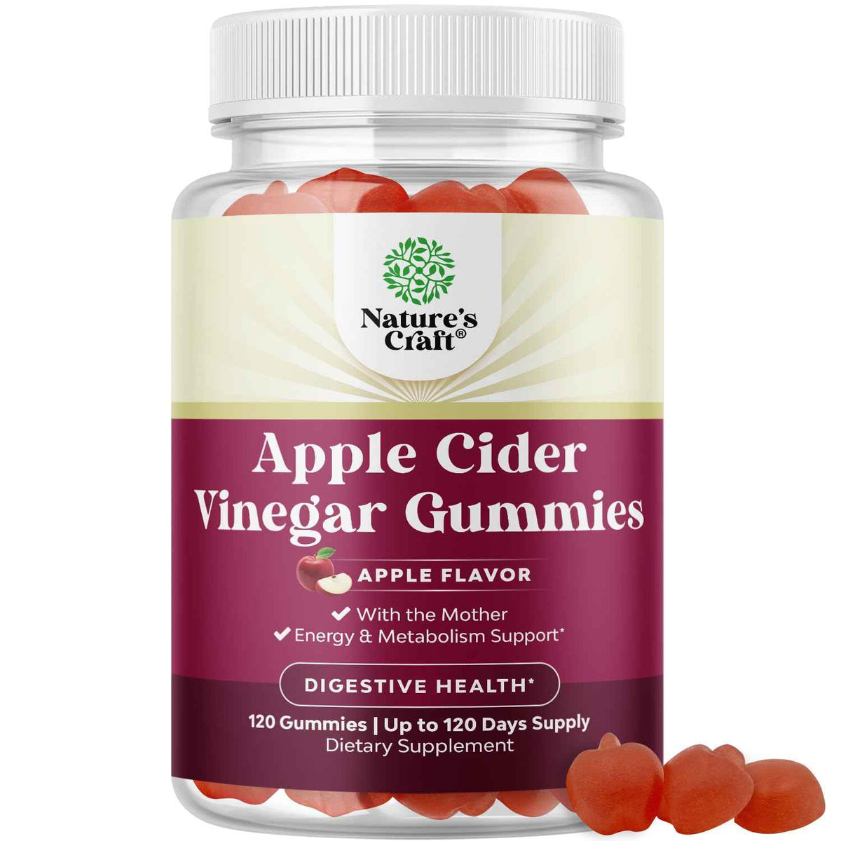 Apple Cider Vinegar Gummies with Mother - Cleanse & Detox ACV Gummies for Weight Loss, Gut Health, Bloating, Metabolism & Energy Support - ACV with Mother with B12 Vitamin, B6 & Pomegranate - 60 Ct