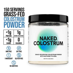 NAKED Colostrum Powder – 100% Grass-Fed Bovine Colostrum Supplement from US Farms | Tested at 20%+ IgG | Gut Health, Immunit