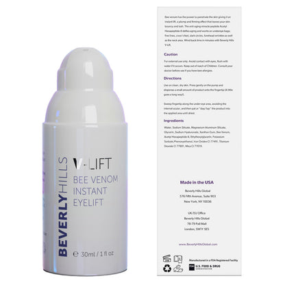 Beverly Hills V-Lift Instant Eye Lift Bee Venom Serum – Firming Eye Treatment for Puffiness, Dark Circles & Wrinkles (30mL)