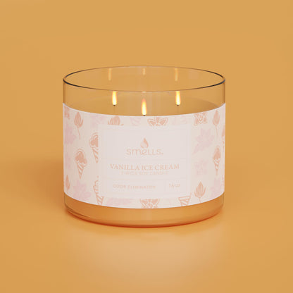 Smells - Odor Eliminator - Premium Soy Wax Jar Scented Candle 12oz. and 16oz. - 100% Cotton Single Wick