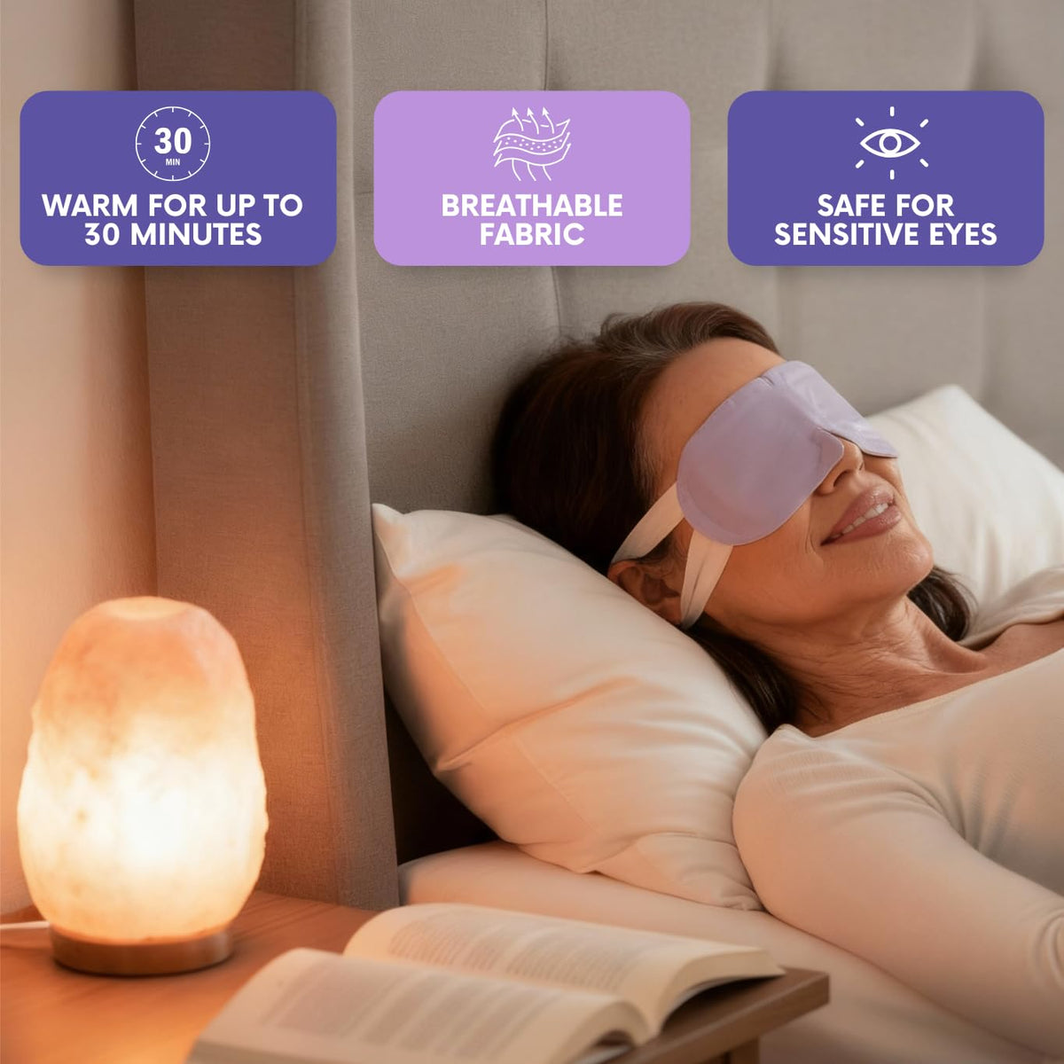 LumiDew Self Heating Steam Eye Mask – Warm Compress Eye Mask for Sleep, Dry Eye Relief & Relaxation, Unscented (16 Pack)