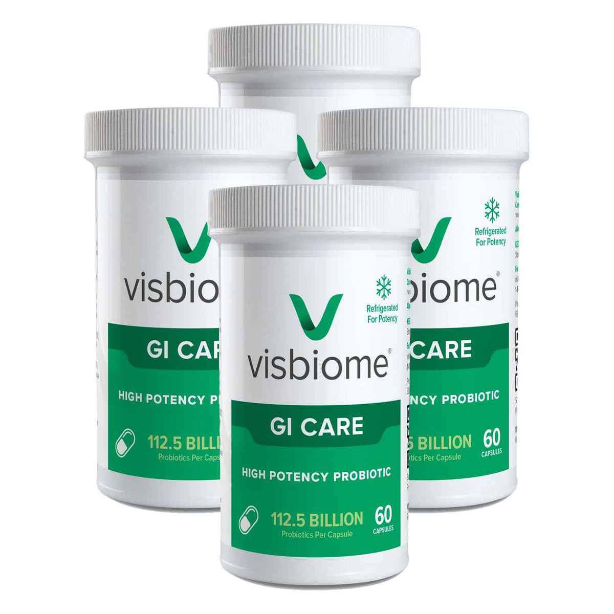Visbiome GI Care High Potency Probiotic, 112.5B CFU, 60 Capsules - Original De Simone Formulation, Multi-Strain, Refrigerated Probiotics, Low FODMAP Certified, Gluten-Free, Made in USA