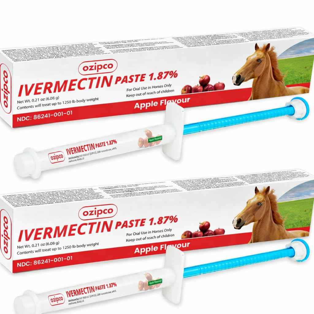 Ivermectin Horse Paste 1.87% - Apple Flavor - 6.08g Syringe for Equine Use Only Up to 1250 LB