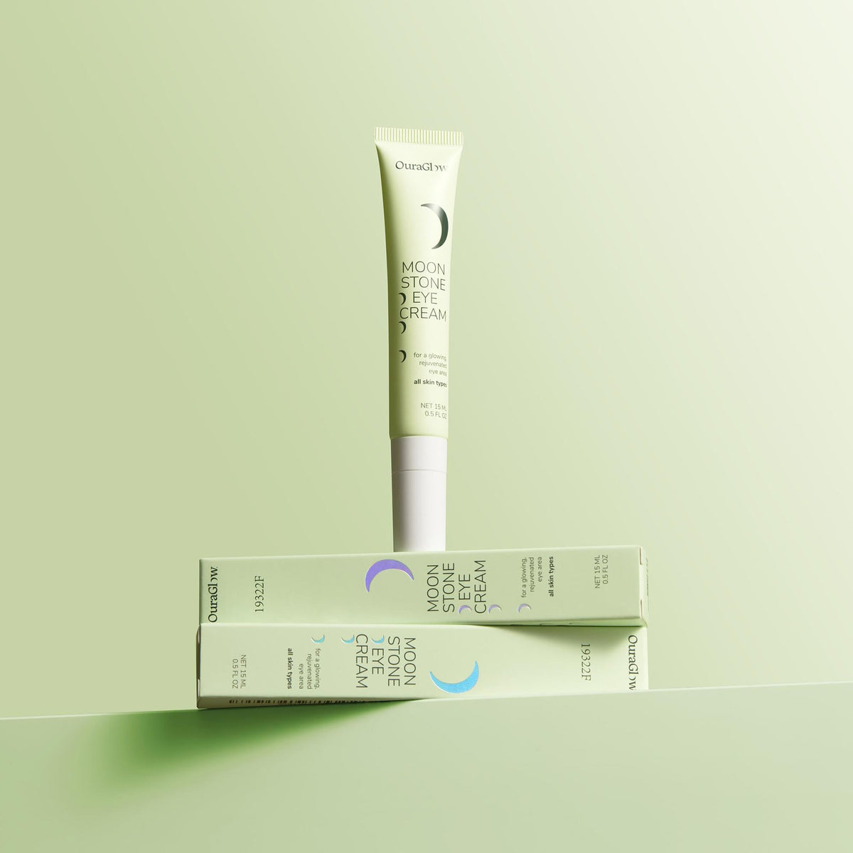 OURAGLOW Caffeine Eye Cream with Cooling Tip & Moonstone - Under Eye Cream for Dark Circles, Puffiness & Wrinkles - Retinol & Peptides (Fragrance-Free)