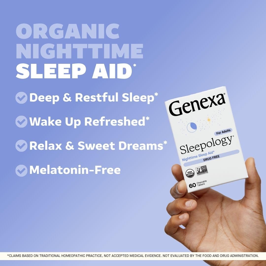 Genexa Sleepology, Melatonin Free Sleep Aid Made Clean, 60 Chewable Tablets