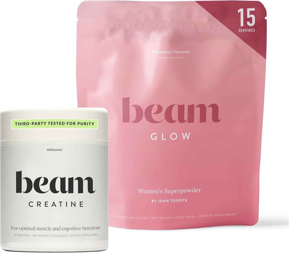 BEAM Glow & Creatine Bundle, Hormone Balance, Energy & Muscle Support for Women, Hair, Skin, Nails, Hydration, Vegan, No Sugar, Third Party Tested