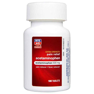 Rite Aid Extra Strength Acetaminophen Easy Tabs Tablets, 500 mg - 100 Count - Pain Reliever & Fever Reducer - Migraine Relief Products - Joint Pain Relief - Muscle Pain Relief - Menstrual Pain Relief