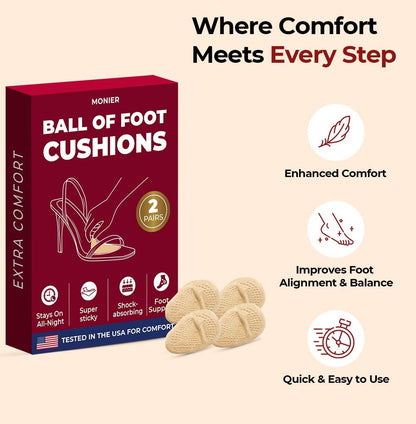 Ball of Foot Cushions for Women - Metatarsal, High Heel Comfort - High Heel Comfort for Ball of Feet, Shoe Cushions, Toe For Heels, Shoe Pads Inserts, One Size Fits All (2 Pairs)