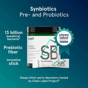Puori Daily Probiotics & Prebiotics for Digetive & Gut Health - Immune Support Supplement with 13 Billion CFU & 4g Dietary Fiber - Shelf Stable for Bloating & Gas Relief