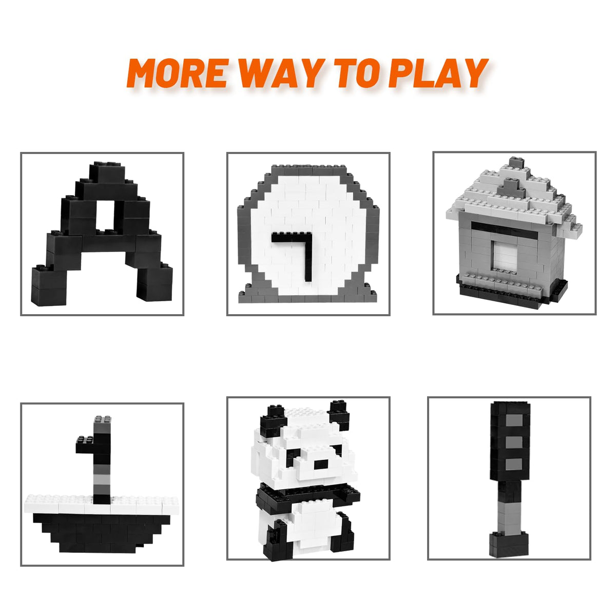 Pairez Toys 1000 Piece Blocks for Building, Classic Bulk 2x4 Basics Bricks Building Set, Compatible with All Major Brands, Creative STEM Building Toys for Kids Ages 4 5 6 7 8 (Black & Gray & White)