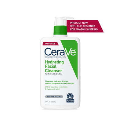 CeraVe Hydrating Facial Cleanser, Moisturizing Face Wash For Dry Skin, Hyaluronic Acid + Ceramides + Glycerin, Hydrating Cleanser For Normal To Dry Skin, National Eczema Association Certified
