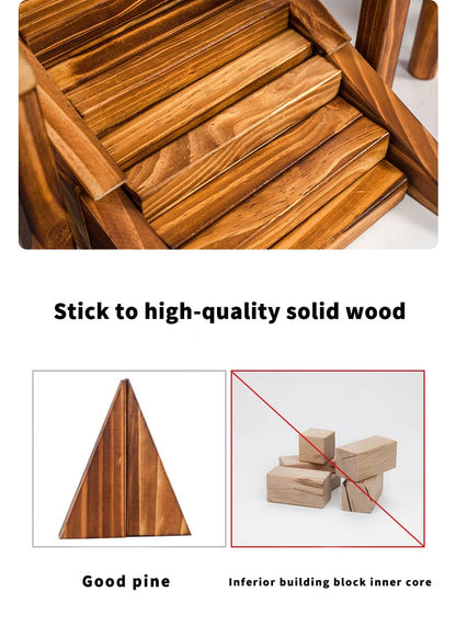 Small Outdoor Wooden Building Blocks 67 Pcs for Kids– Carbonized Pine Construction Set, Smooth Sensory Blocks for Preschool, Daycare, Homeschool, STEM Building Toys Fine Motor Skills (18.7lbs/8.5kg)