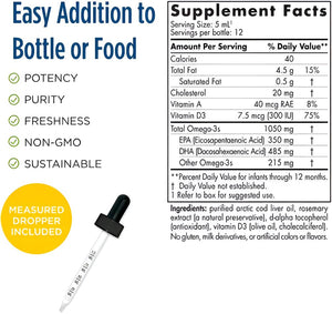 Nordic Naturals Baby’s DHA, Unflavored - 2 oz - 1050 mg Omega-3 + 300 IU Vitamin D3 - Supports Brain, Vision & Nervous System Development in Babies - Non-GMO - Servings May Vary Nordic NaturalsBuy Supplements Australia