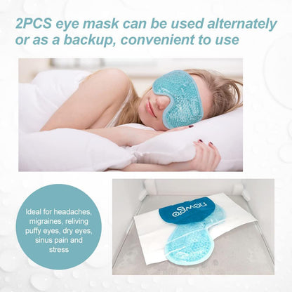 NEWGO Cooling Eye Mask Cold Ice Pack – Puffy Eyes, Dark Circles, Headache & Stress Relief (Blue 2 Pack)