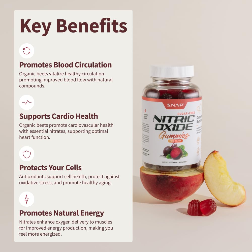 Snap Supplements Nitric Oxide Beet Root Gummies - Support Healthy Blood Circulation