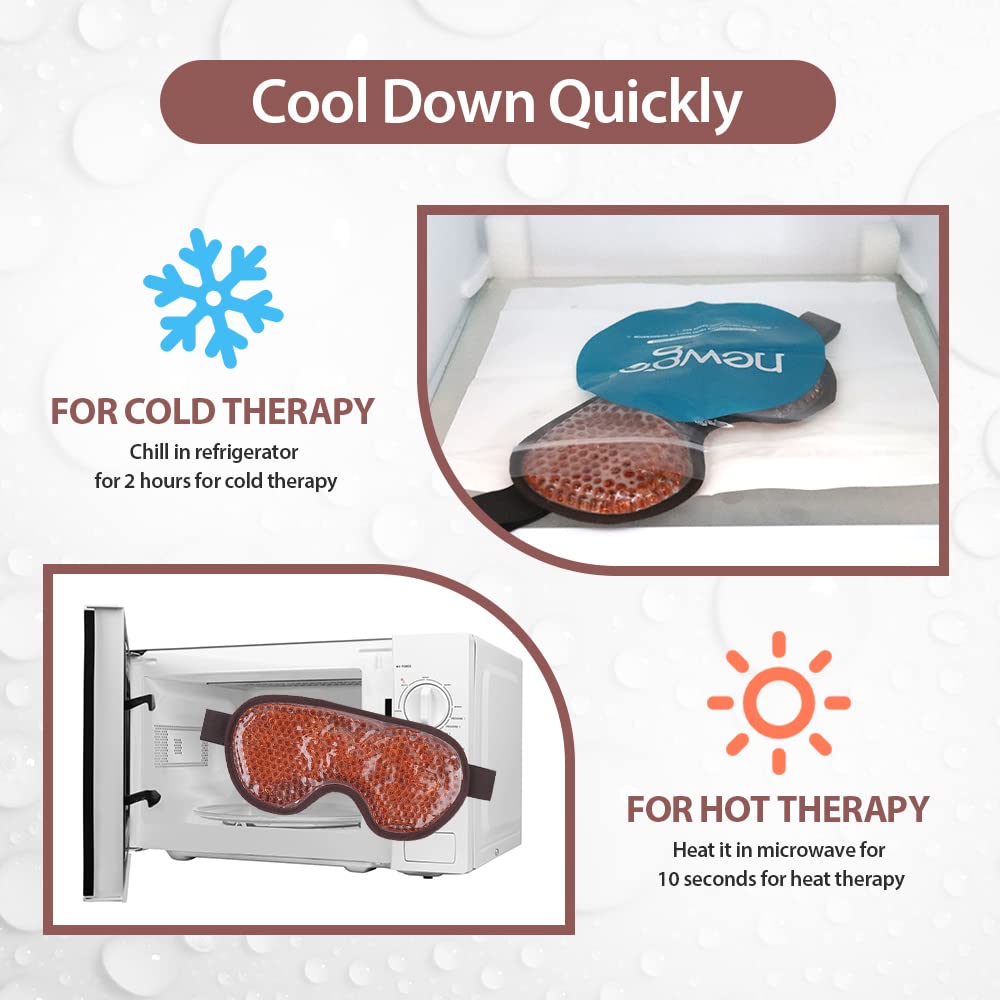 NEWGO Cooling Eye Mask – Cold Ice Pack for Puffy Eyes, Dark Circles, Headache & Stress Relief (Brown)