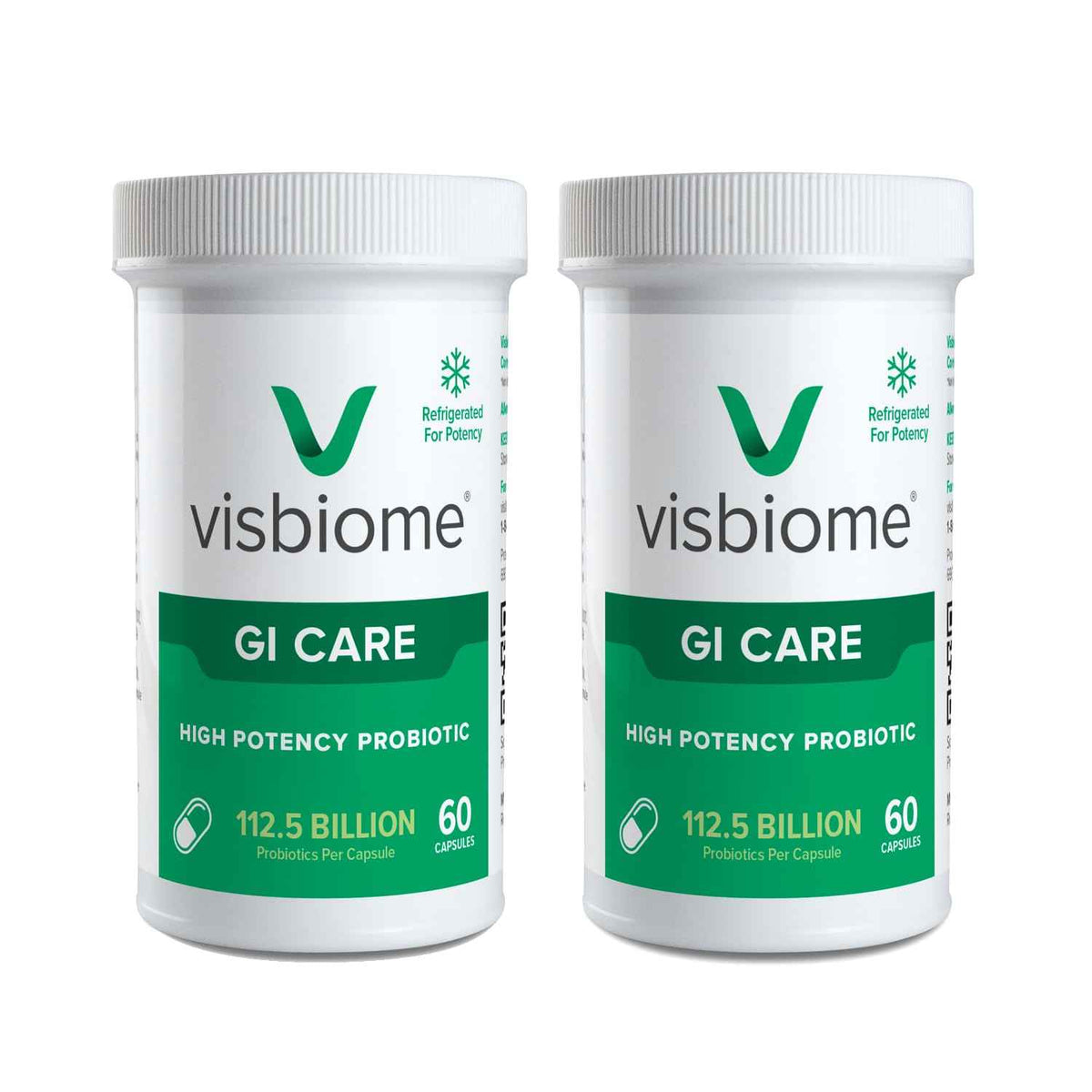 Visbiome GI Care High Potency Probiotic, 112.5B CFU, 60 Capsules - Original De Simone Formulation, Multi-Strain, Refrigerated Probiotics, Low FODMAP Certified, Gluten-Free, Made in USA
