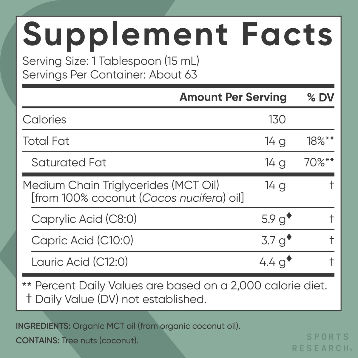 Sports Research Organic MCT Oil - Keto & Vegan MCTs C8, C10, C12 from Coconuts - Fatty Acid Brain & Body Fuel, Non-GMO & Gluten Free - Flavorless Oil, Perfect in Coffee, Tea & Protein Shakes - 32 oz