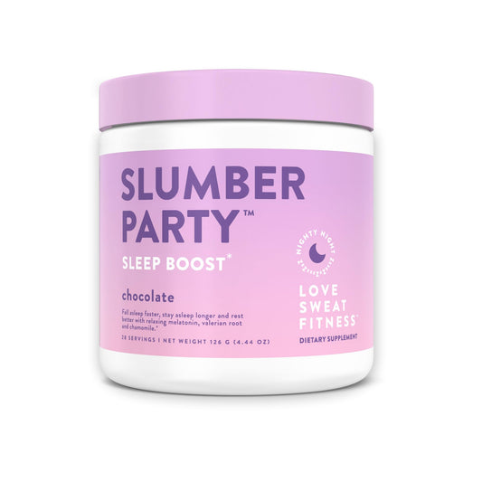 Love Sweat Fitness Sleep Support Supplement for Women | Magnesium, L-Theanine & Chamomile Powder | Calm Mind & Restful Sleep | Slumber Party Chocolate | Vegan, Non-GMO | 28 Servings