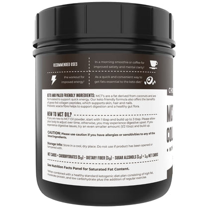 MCT Oil Powder with Acacia Fiber & Collagen Peptides, Chocolate, 16oz