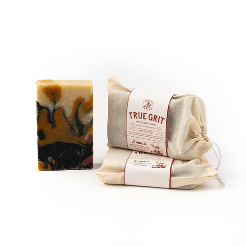 True Grit Tallow - Beef Tallow Soap Bar 3-Pack - John Wayne Inspired - Cedar & Campfire Scent - Cold Process Bar Soap with Activated Charcoal & Coffee Grounds - 4 oz Each