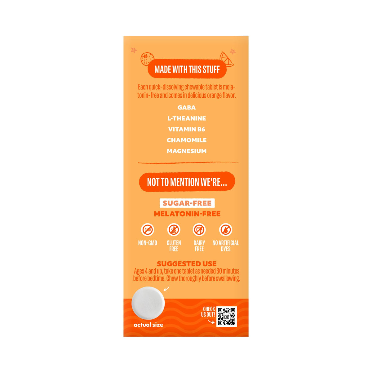 Sleepeez by EEZ Co. Sugar-Free Chewable Tablets for Kids, Orange, 30ct