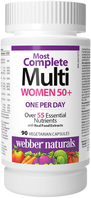 Webber Naturals Women's 50+ Most Complete Multi, 90 Vegetarian Capsules Webber NaturalsBuy Supplements Australia