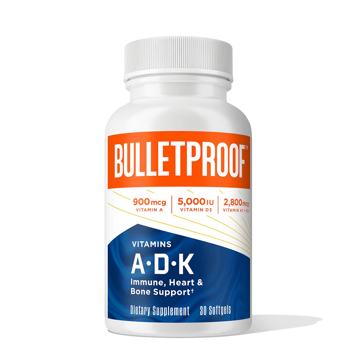 Vitamins A-D-K, 30 Softgels, 900mcg Vitamin A, with 5000 IU D3, K1, K2, K3, High Potency