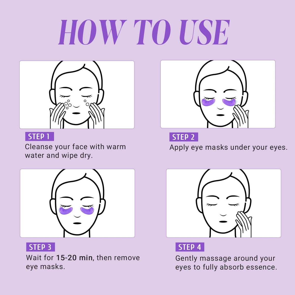 PEAUAMIE Under Eye Patches (30 Pairs) – Brightening Vitamin C & Soothing Witch Hazel Eye Mask for Dark Circles & Puffiness