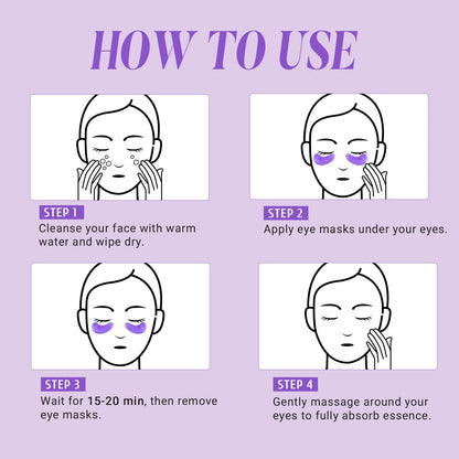 PEAUAMIE Under Eye Patches (30 Pairs) – Brightening Vitamin C & Soothing Witch Hazel Eye Mask for Dark Circles & Puffiness