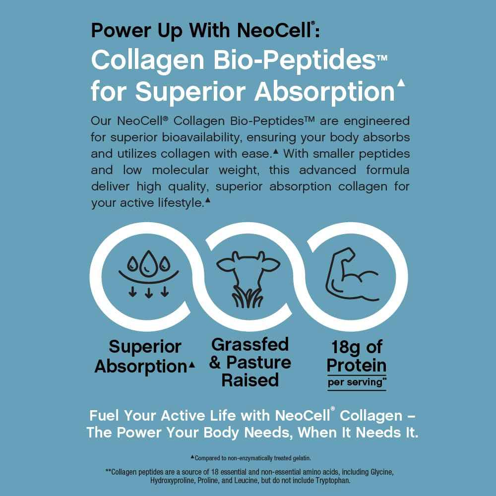 NeoCell Collagen Bio-Peptides Powder - 10oz - Super Hair, Skin, and Nails - Superior Absorption - Grassfed Protein Supplement