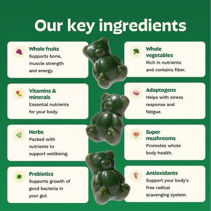 Adult Greens Gummies Sugar Free Multivitamin & Prebiotic Fiber, 10 ct