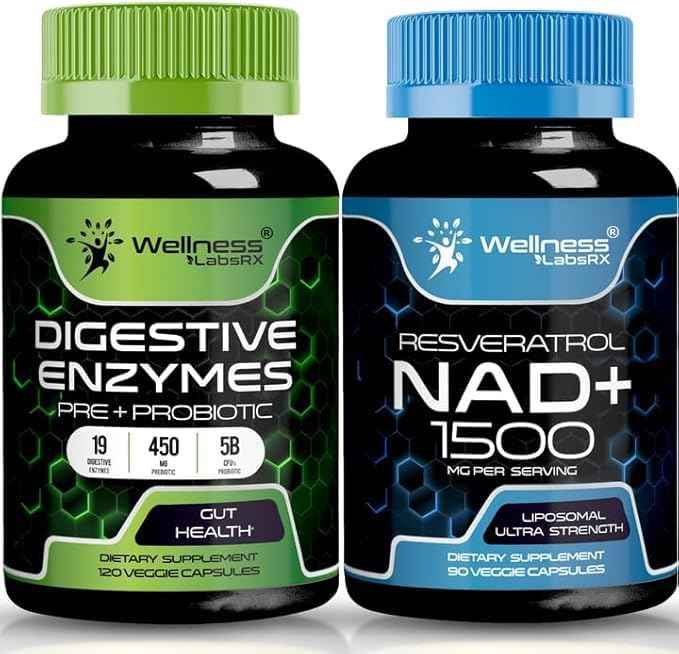 WELLNESS LABSRX NAD Supplement Capsules - Digestive Enzymes Capsules - Bundle