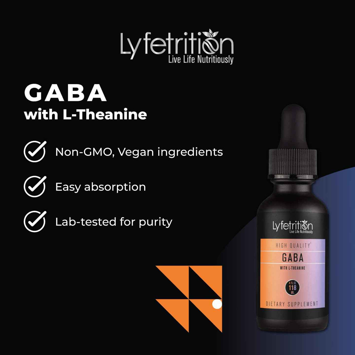 Lyfetrition GABA with L-Theanine, Ginkgo Biloba (Salisburia biloba) Extract, Organic Peruvian MACA Root (Lepidium meyenii) Extract, 118 ml, 4 FL Oz Liquid, 220 Servings, Made in USA, Quick Absorption