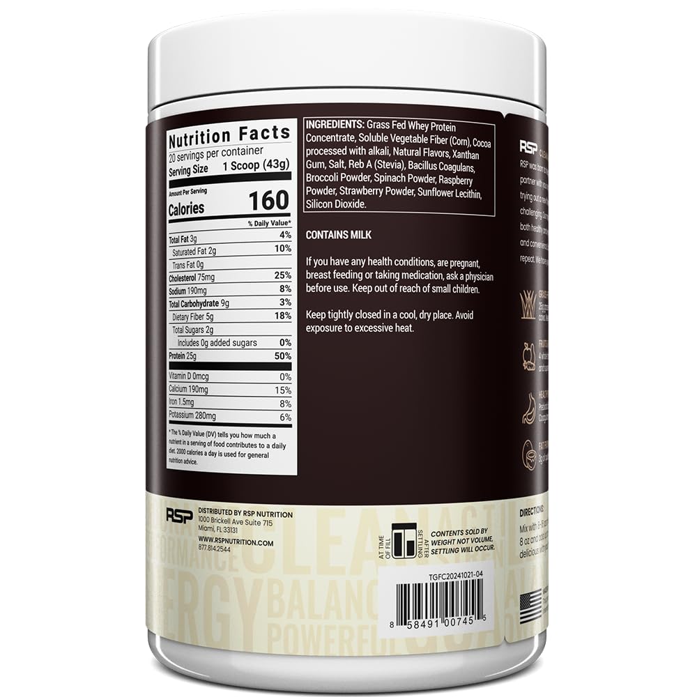 TrueFit Grass-Fed Whey Protein Powder + Fiber & Probiotics, Vanilla Shake - 25g Gut Healthy Protein with Fiber, Probiotics & Non-GMO Superfoods for Complete Meal Replacement Shake with Nothing Fake