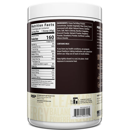 TrueFit Grass-Fed Whey Protein Powder + Fiber & Probiotics, Vanilla Shake - 25g Gut Healthy Protein with Fiber, Probiotics & Non-GMO Superfoods for Complete Meal Replacement Shake with Nothing Fake