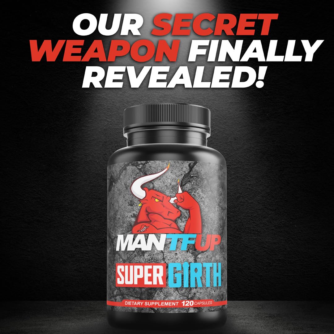 MANTFUP SUPER GIRTH Natural Male Sexual Enhancer for Growth | Fast-Acting Blood Flow | Daily Supplement to Thicken & Strengthen | Potenciadores de Testosterona | Made in USA (1 Month Supply, 120 Caps)