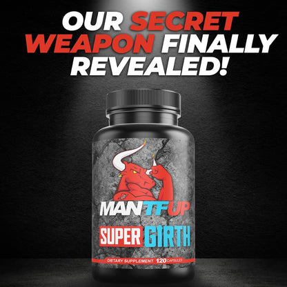 MANTFUP SUPER GIRTH Natural Male Sexual Enhancer for Growth | Fast-Acting Blood Flow | Daily Supplement to Thicken & Strengthen | Potenciadores de Testosterona | Made in USA (1 Month Supply, 120 Caps)