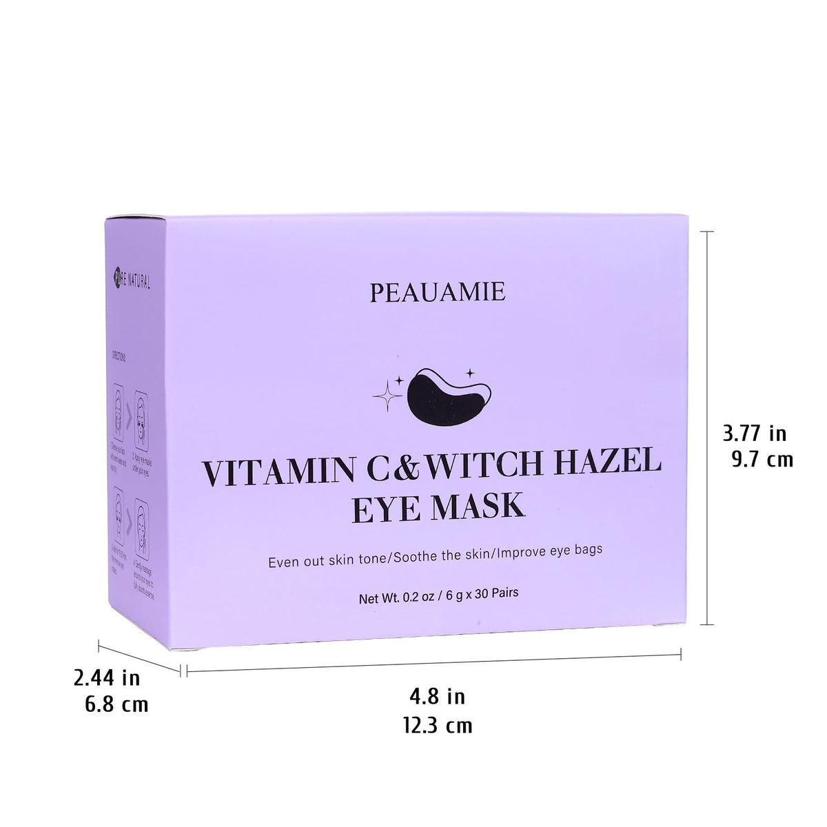 PEAUAMIE Under Eye Patches (30 Pairs) – Brightening Vitamin C & Soothing Witch Hazel Eye Mask for Dark Circles & Puffiness