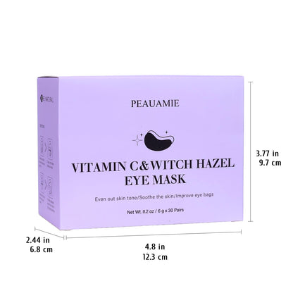 PEAUAMIE Under Eye Patches (30 Pairs) – Brightening Vitamin C & Soothing Witch Hazel Eye Mask for Dark Circles & Puffiness