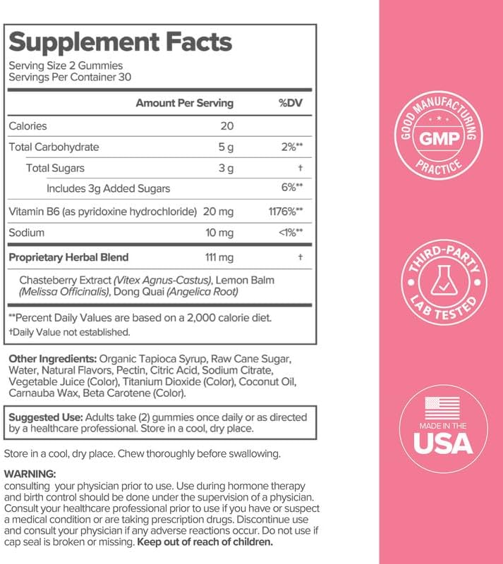 FLO PMS Gummies for Breakouts, Bloating, Cramps, & Mood - 30-Day Supply