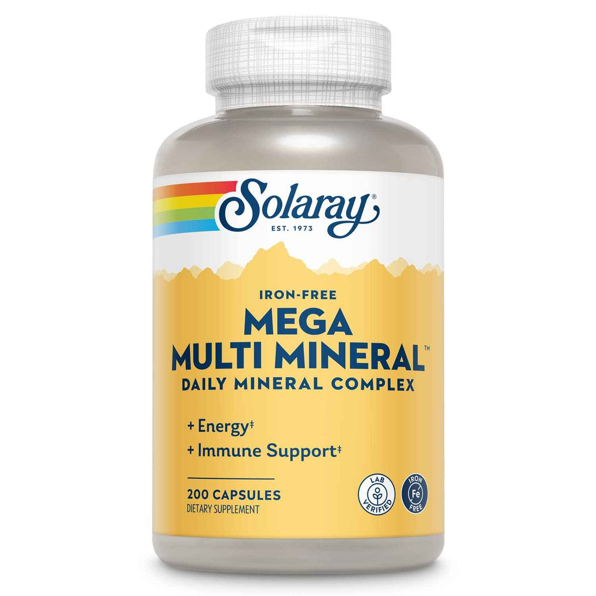 SOLARAY Mega Multi Mineral, Iron Free - Daily Mineral Supplement w/Trace Minerals, Electrolytes, Calcium, Magnesium, Zinc, Selenium, Boron -Cellular Energy, Immune Support, 60-Day Guarantee, 50 Serv SOLARAYBuy Supplements Australia